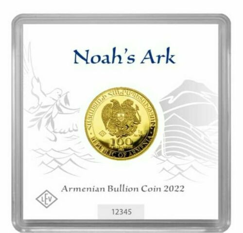 2022 1 Gram PROOF GOLD 100 Dram Armenia NOAH'S ARK Coin In Assay.