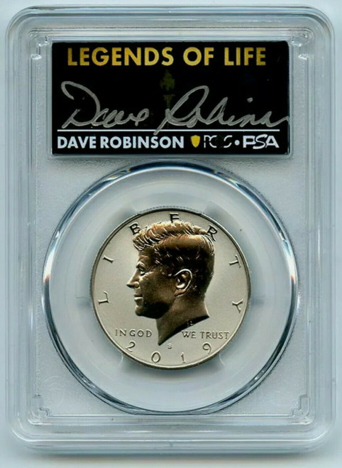 2019-S 50C Legends Of Life REVERSE PROOF KENNEDY PCGS PR70 Dave Robinson Coin.