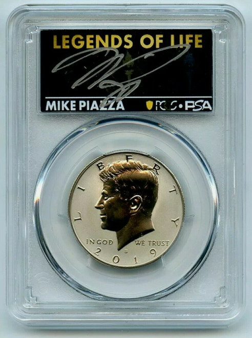 2019-S 50C Legends Of Life REVERSE PROOF KENNEDY PCGS PR70 Mike Piazza Coin.