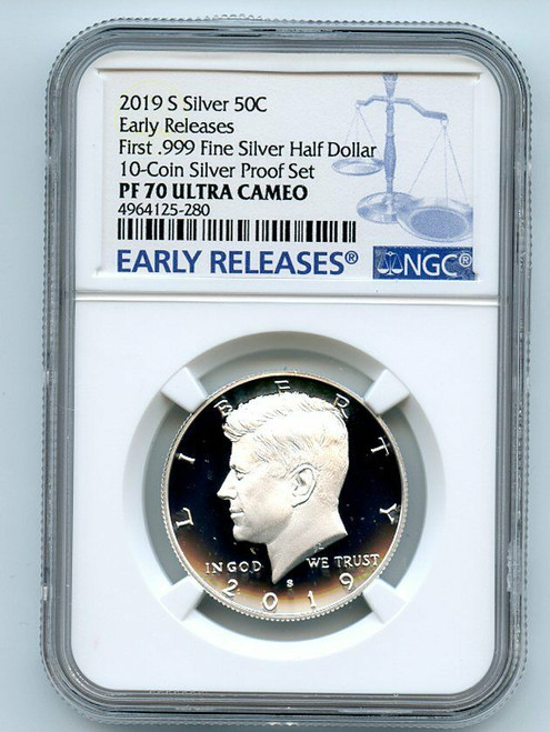 2019-S 50C KENNEDY NGC PF70UCAM Early Releases Silver Coin.