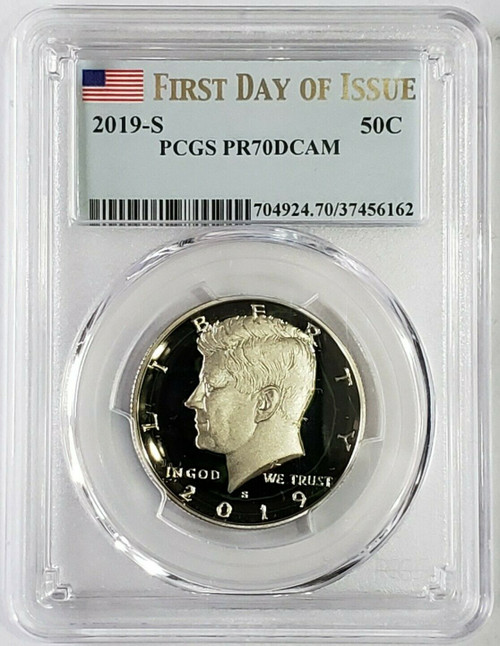 2019-S 50C JOHN F. KENNEDY PR70DCAM FDOI US Flag Nickel Coin.