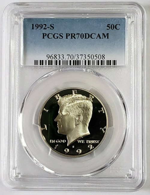 1992-S 50C JOHN F. KENNEDY PR70DCAM Nickel Coin.