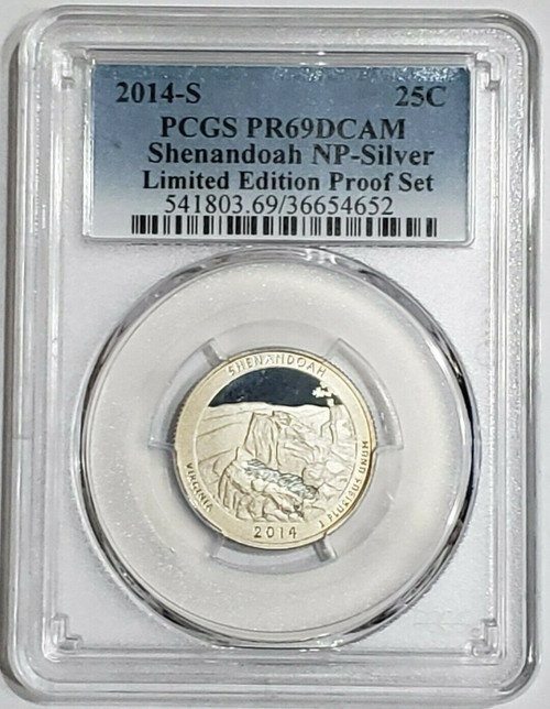 2014-S 25C SHENANDOAH NP PR69DCAM Limited Edition Proof Set Silver Coin.