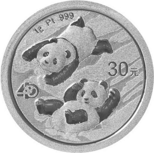 2022 1 Gram PLATINUM ¥30 China 40TH ANNIV OF PANDA Coin WITH Blister.
