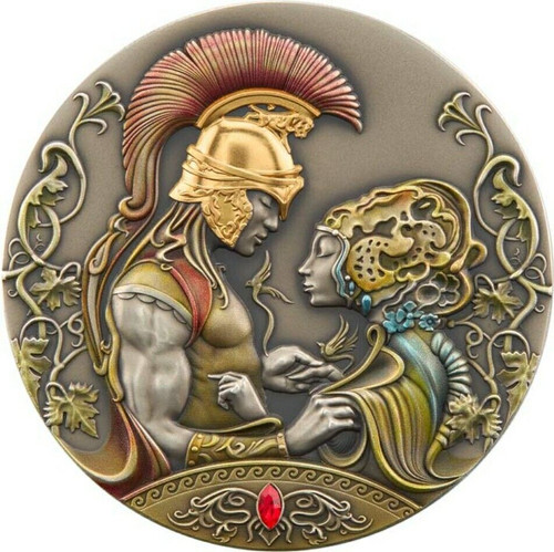 2022 2 Oz Silver $5 Niue Myths of Love MEDEA N JASON'S LOVE Antique Finish Coin.