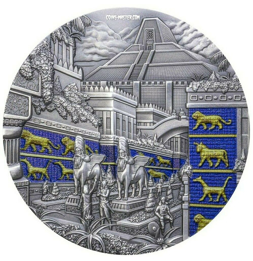 2021 2 Oz Silver $10 Palau Lost Civilizations BABYLON Antique Finish Coin.