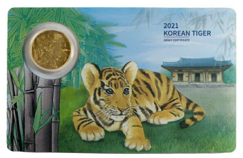 2021 1/10 Oz GOLD South KOREAN TIGER Coin - 333 Pieces Minted.