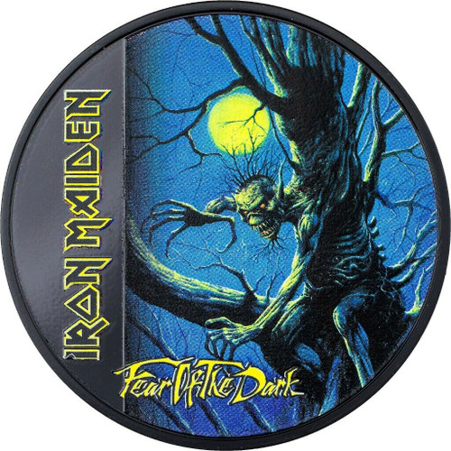 2022 1 Oz Silver $5 Cook Islands Iron Maiden FEAR OF THE DARK Proof Coin.