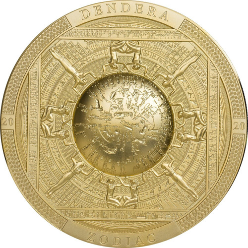 2020 3 Oz Silver $20 Cook Islands Archaeology N Symbolism DENDERA Zodiac Gilded Coin.