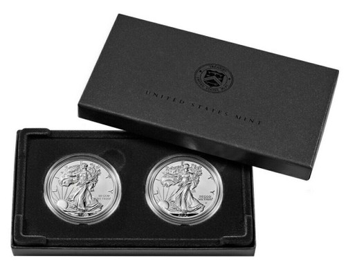 2021 2x1 Oz Silver Reverse Proof Type 1 And 2 AMERICAN EAGLE 2 Coins Set.