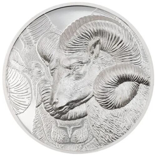 2022 500 Togrog Mongolia MAGNIFICENT ARGALI 1 Oz Silver Proof Coin.