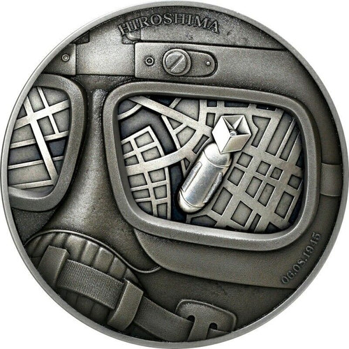 2022 2 Oz Silver Glow In The Dark Human Tragedies HIROSHIMA Antique Finish Coin.