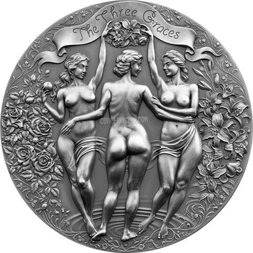 2022 1 Kilo Silver 10000 Francs Cameroon THE THREE GRACES High Relief Coin.