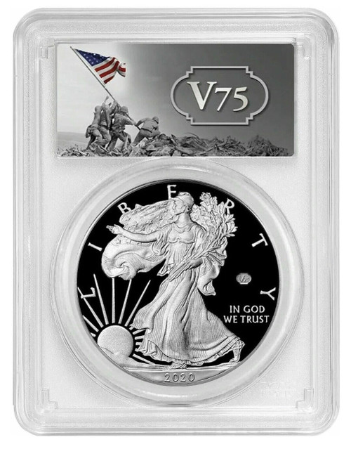 2020-W 1 Oz Silver $1 75TH ANNIV END OF WORLD WAR II AMERICAN EAGLE PCGS PF69DCAM V75 Proof Coin.