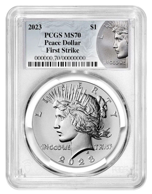 2023-P $1 PEACE DOLLAR PCGS MS70 First Strike Silver Coin.