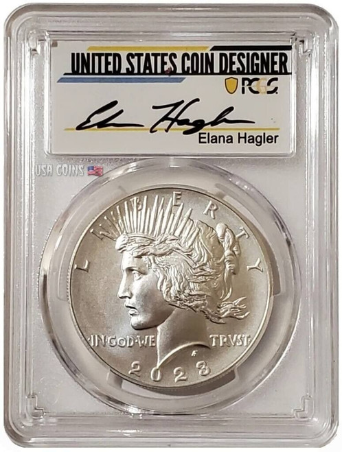 2023-P $1 PEACE DOLLAR PCGS MS70 FDOI Elana Hagler Signature Silver Coin.