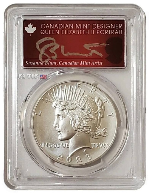 2023-P $1 PEACE DOLLAR PCGS MS70 FDOI Susanna Blunt Signature Silver Coin.