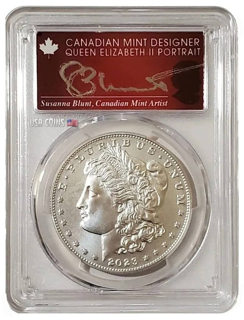 2023-P $1 MORGAN DOLLAR PCGS MS70 FDOI Susanna Blunt Signature Silver Coin.