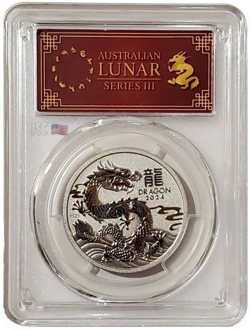 2024 1 Oz PLATINUM $100 Australia LUNAR YEAR OF THE DRAGON PCGS MS70 FDOI Coin.