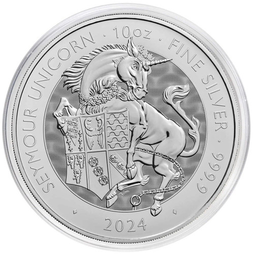 2024 10 Oz Silver £10 Great British Tudor Beasts SEYMOUR UNICORN Coin.