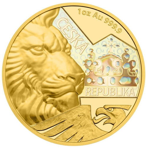 2023 1 Oz GOLD $50 Niue HOLOGRAM CZECH LION Proof Coin.