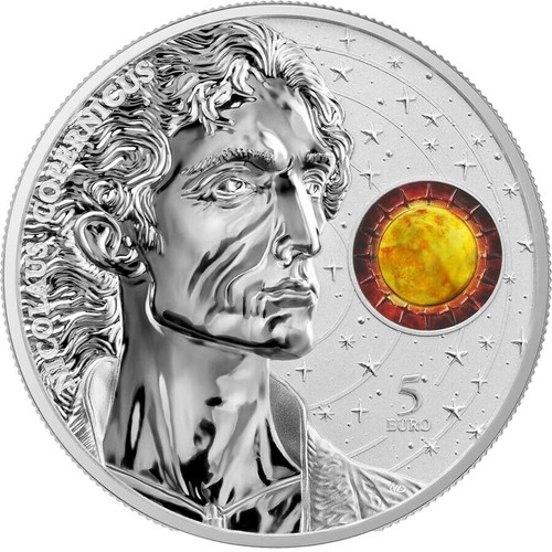 2023 1 Oz Silver €5 Malta COPERNICUS BU Coin WITH Blister.