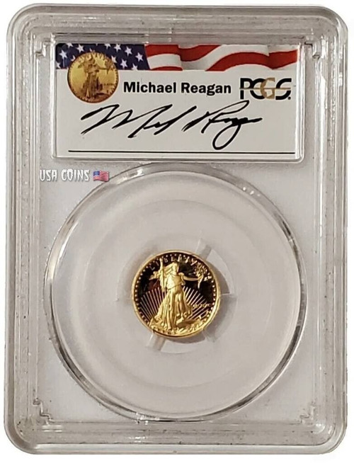 1990-P 1/10 Oz GOLD $5 AMERICAN EAGLE PCGS PR69DCAM Michael Rigan Signature Coin.
