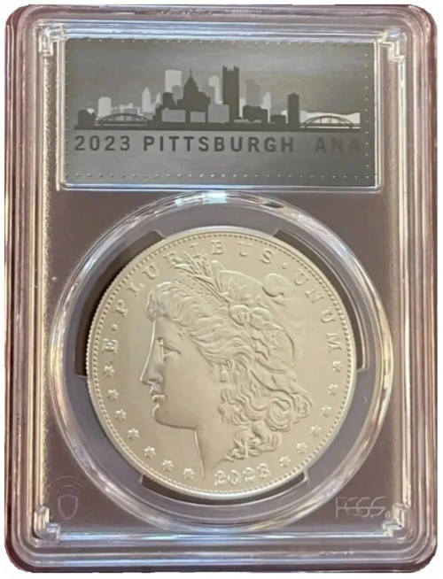 2023-P $1 MORGAN DOLLAR PCGS MS70 First Strike Pittsburgh Ana Label Silver Coin.