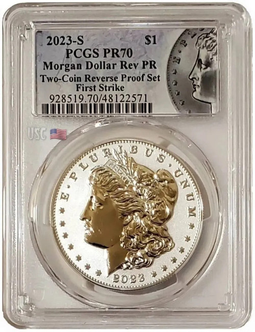 2023-S $1 Reverse Proof MORGAN DOLLAR PCGS PR70 First Strike Silver Coin.