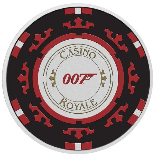 2023 1 Oz Silver $1 Tuvalu JAMES BOND CASINO ROYALE CHIP Colored Coin In Card.