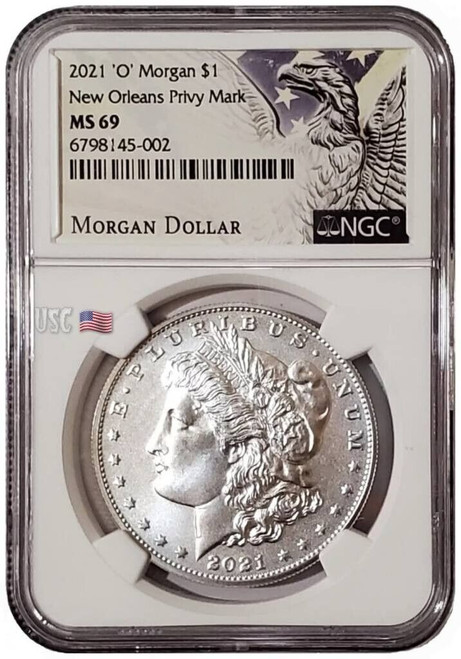 2021-O $1 100TH ANNIV. MORGAN DOLLAR NGC MS69 EAGLE Label Silver Coin # 002.
