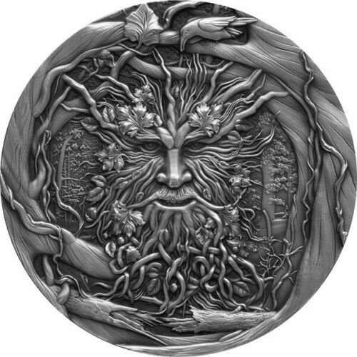 2021 2 Oz Silver $2 Niue FOREST SPIRIT Antique Finish Coin.