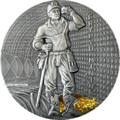 2021 50 Grams Silver $2 Niue CRYPTO MINING Antique Finish Coin.