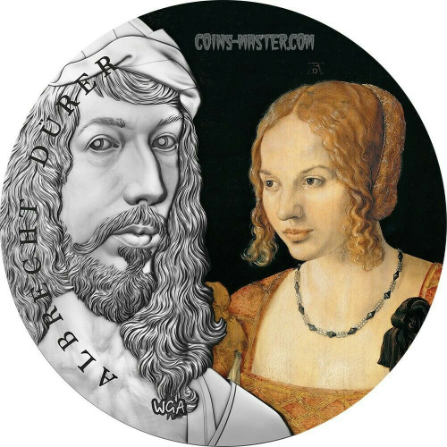 2021 2 Oz Silver 10 Cedis Ghana Worlds Greatest Artist ALBRECHT DURER Antique Finish Coin.