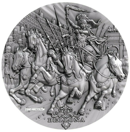 2018 2 Oz Silver $2 Niue Roman Gods BELLONA Antique Finish Coin.