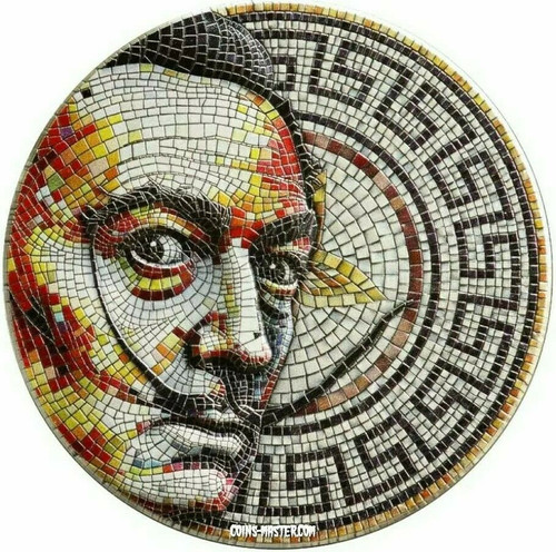 2021 2 Oz Silver $2 Niue MOSAIC SALVADOR DALI Antique Finish Coin.