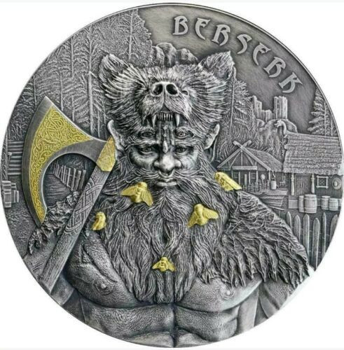 2019 2 Oz Silver Germania 10 Mark THE WARRIORS BERSERKER High Relief Coin.