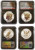 2023-S $1 Reverse Proof MORGAN N PEACE DOLLAR NGC PF70 First Day Of Issue Trolley Label Black Slab Silver Coins Set.