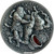 2021 2 Oz Silver Niue $2 Demigods HERACLE Antique Coin WITH Red Garnet Insert.