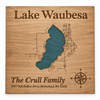 Custom Laser-Engraved Wooden Lake Map Sign – 15" x 15" Premium Cherry Wood