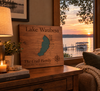Custom Laser-Engraved Wooden Lake Map Sign – 15" x 15" Premium Cherry Wood