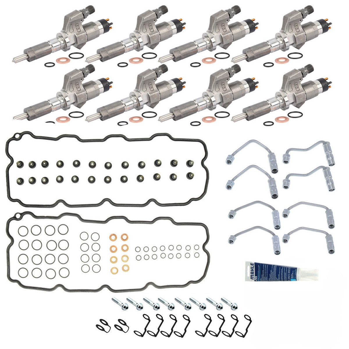 Performance Diesel Parts Fuel Injector Set with Full Install Kit - NEW Bosch - 2001-2004 GM 6.6L LB7 Duramax - FIK-LB70104-N 
