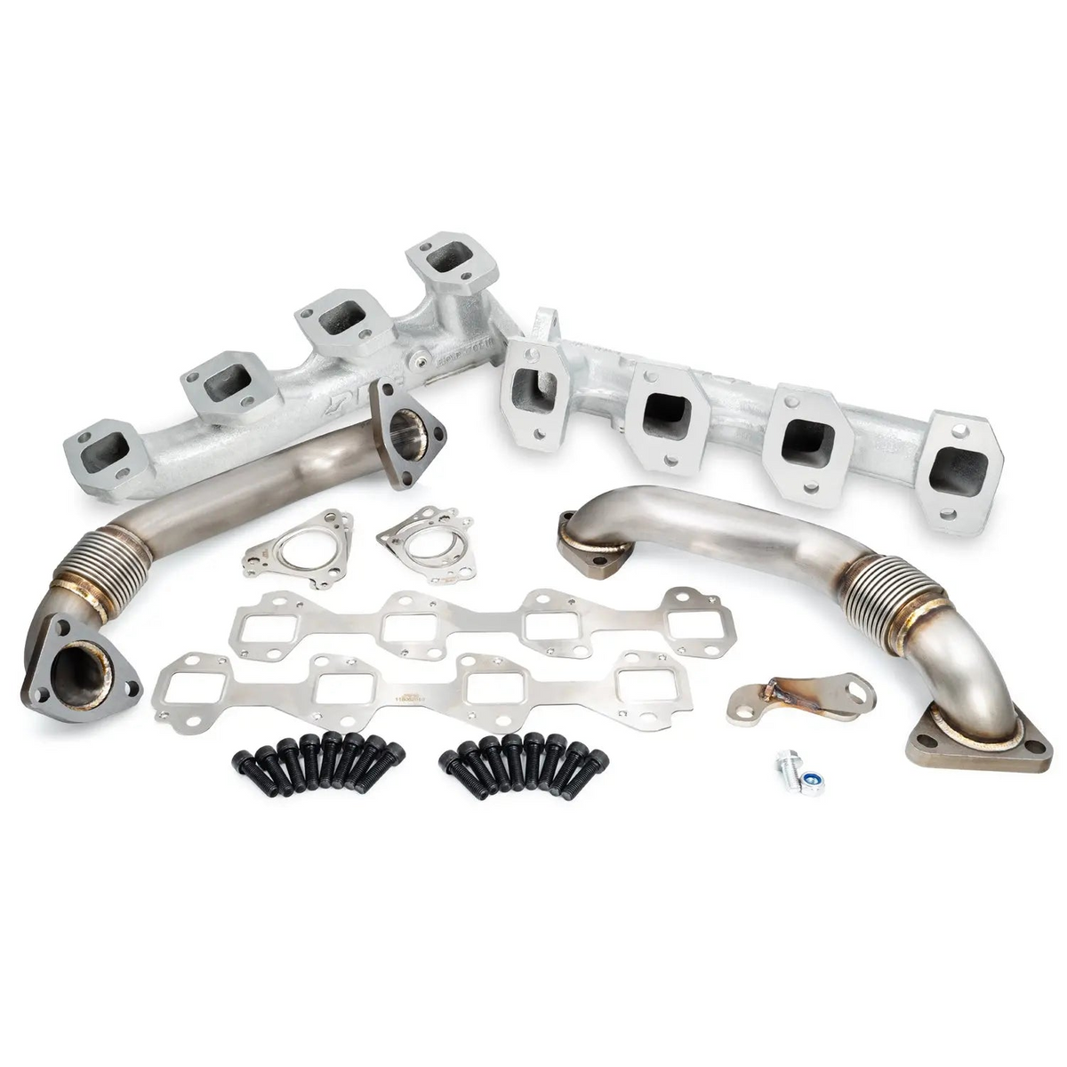 PPE - High Flow Manifold and Up-Pipe Kit (Silver Ceramic) - 2001-2004 GM 6.6L LB7 Duramax - 116111000
