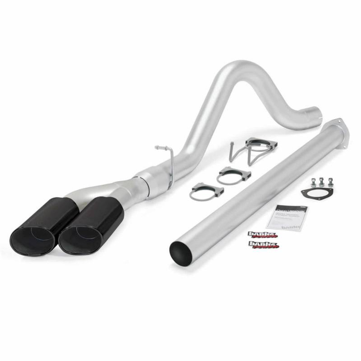 Banks - Monster Exhaust System Single Exit Dual-Black 
 Ob Round Tips 11-14 Ford 6.7L F250/F350/450 CCSB-LB 49789-B