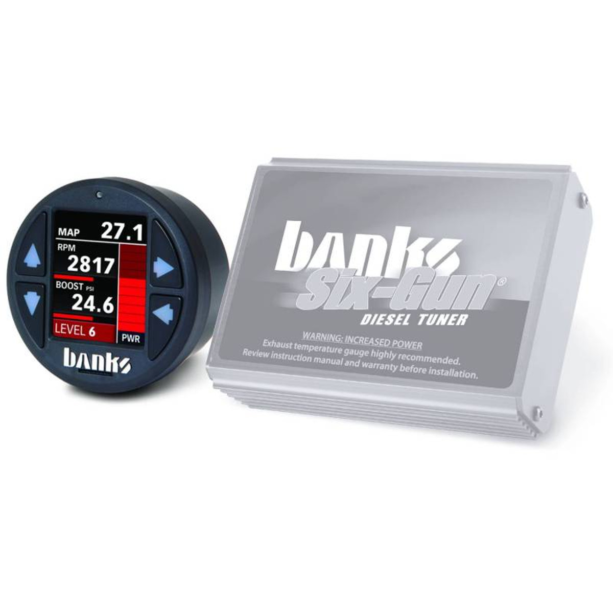 Banks - Six-Gun Diesel Tuner with Banks iDash 1.8 Super Gauge for use with 2004-2005 Chevy 6.6L, LLY 61412