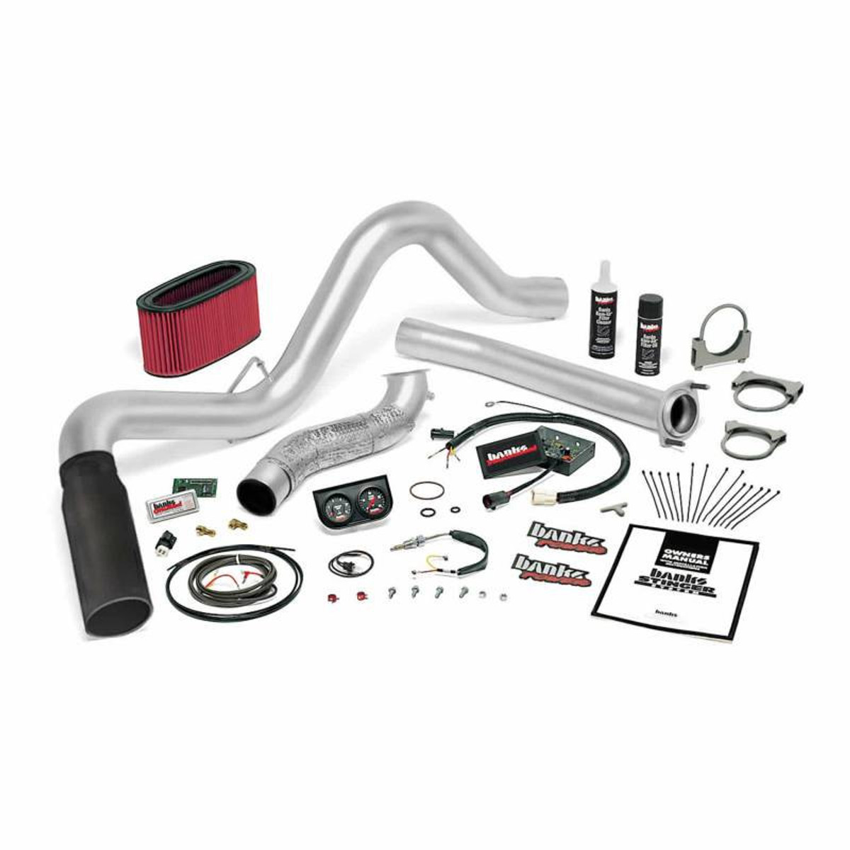 Banks Engineering Banks - Stinger Bundle Power System W/Single Exit Exhaust Black Tip 95.5-97 Ford 7.3L Automatic Transmission 48557-B 