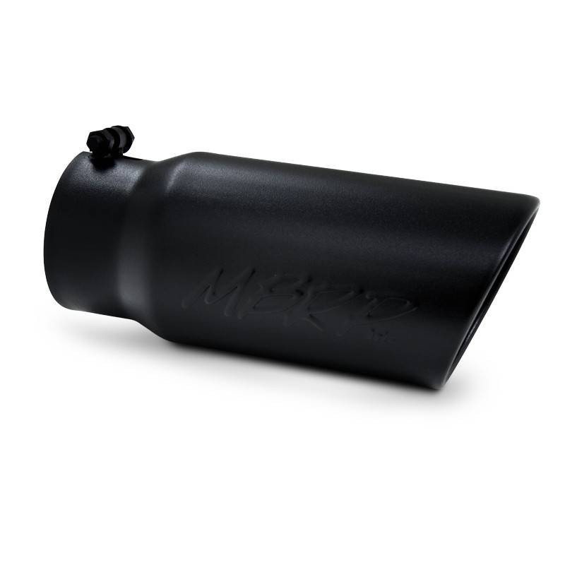 MBRP Exhaust MBRP Black Series - Exhaust Tip - 5 Inch O.D. Angled Rolled End 4 Inch Inlet 12 Inch Overall Length T5051BLK 