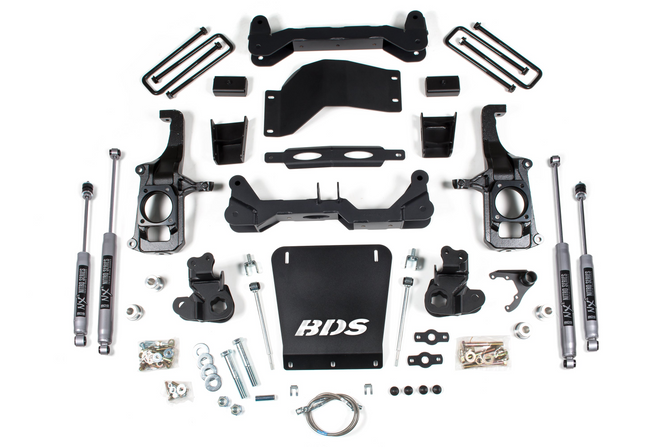 BDS - 4.5 Inch Suspension Lift Kit - Nitro NX2 Shocks - 3" Block Kit - 2011-2019 Chevy/GMC HD 2WD 4WD W/O Overload Springs 1819H