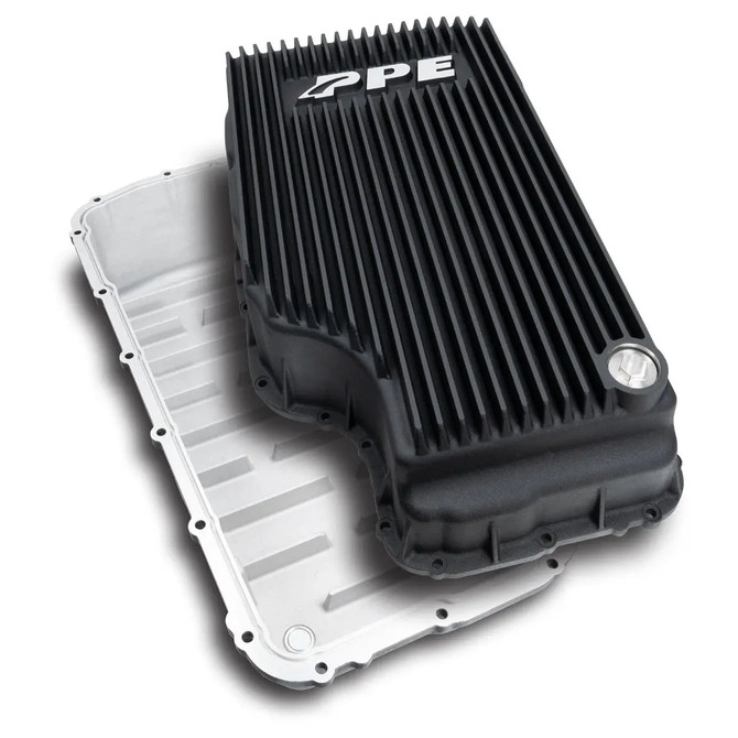 PPE - 10R140 Cast Aluminum Deep Transmission Pan (Black) - 2020-2022 Ford 6.7L Power Stroke - 328053520