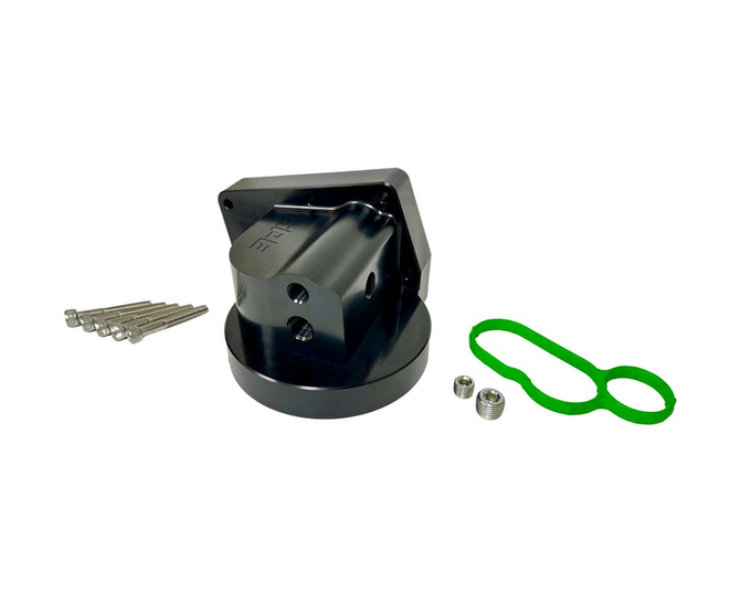 SPE Motorsport - High Flow Oil Filter Housing with CAT 324-2598 Short Filter - 2020-2022 Ford 6.7L Powerstroke - S100216